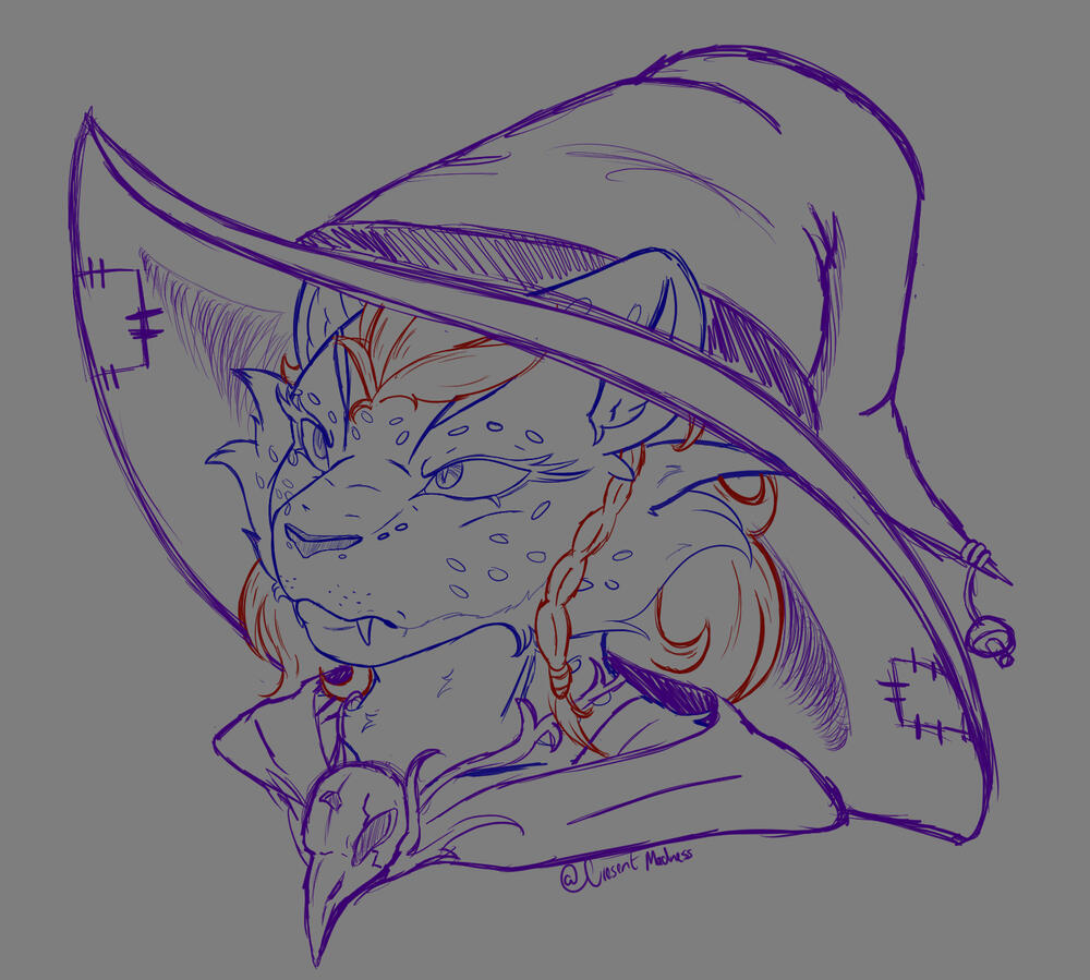 DnD Tabaxi Headshot Sketch